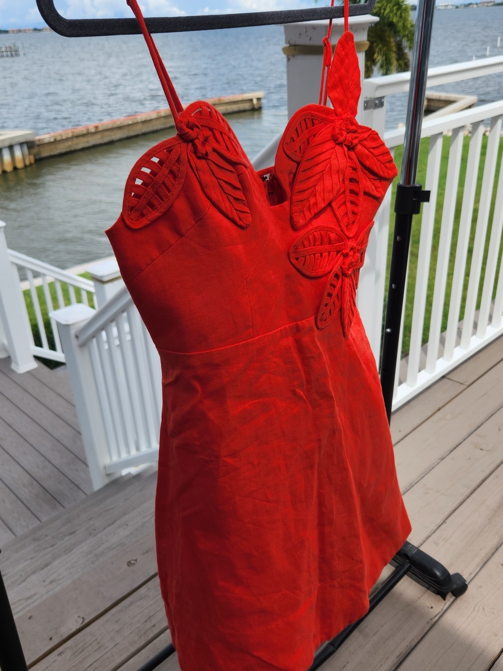 FARM Rio Red Leaf-Appliqué Mini Dress - Picture 2 of 5